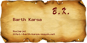 Barth Karsa névjegykártya
